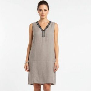Lina Tomei Italian Linen Shift Dress w Stretchy Side Panels Sz Lg w MEASUREMENTS